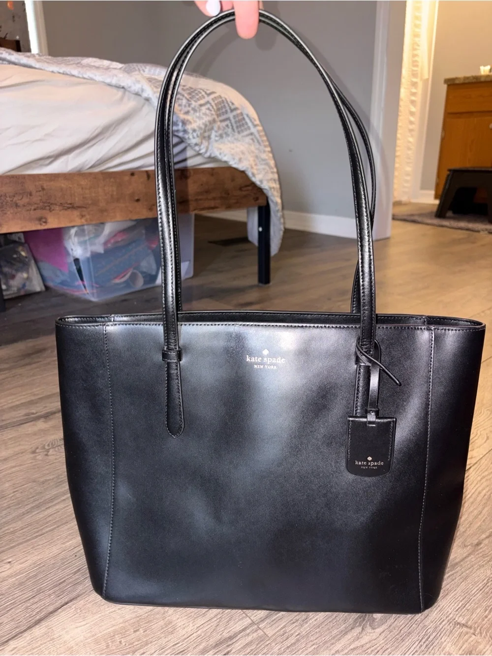 kate spade Black Leather Shoulder Tote